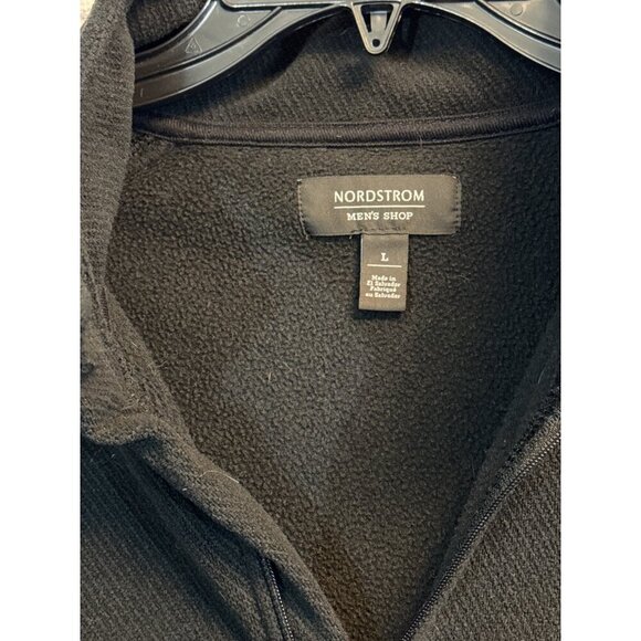 Mens Nordstrom Black Fleece Quarter-Zip Pullover Sweater Size L - Picture 2 of 3